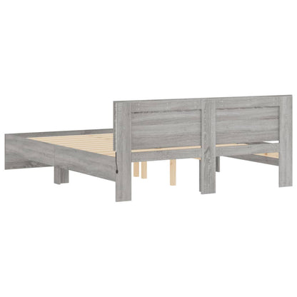 Bed frame with headboard and LED Sonoma Gray 160x200 cm