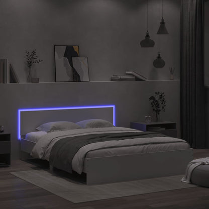 Bed frame with headboard and white LED 150x200 cm