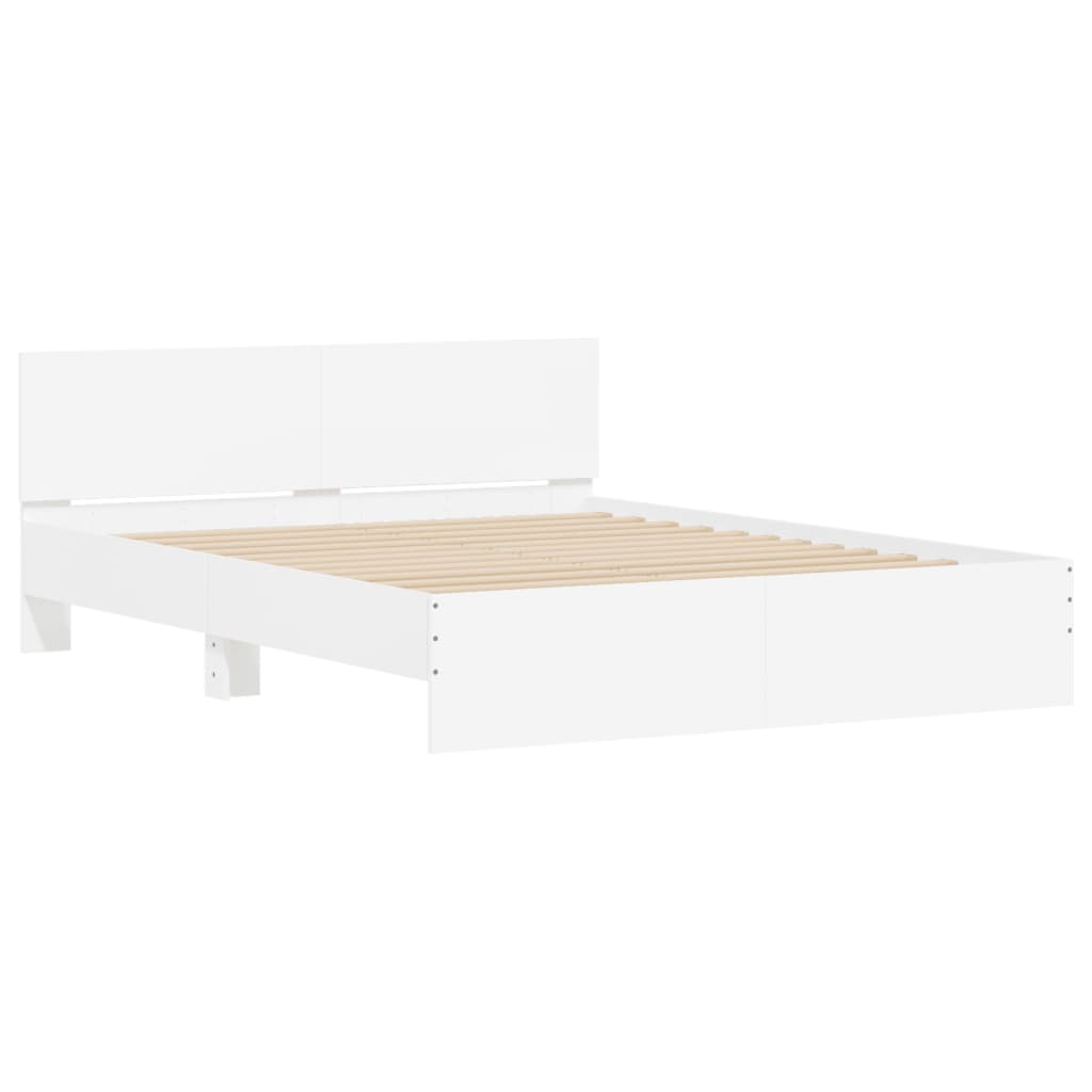 Bed frame with headboard and white LED 150x200 cm