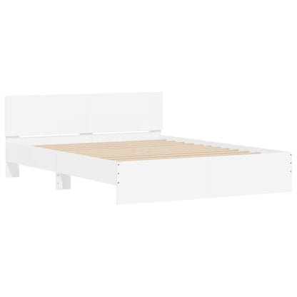 Bed frame with headboard and white LED 150x200 cm