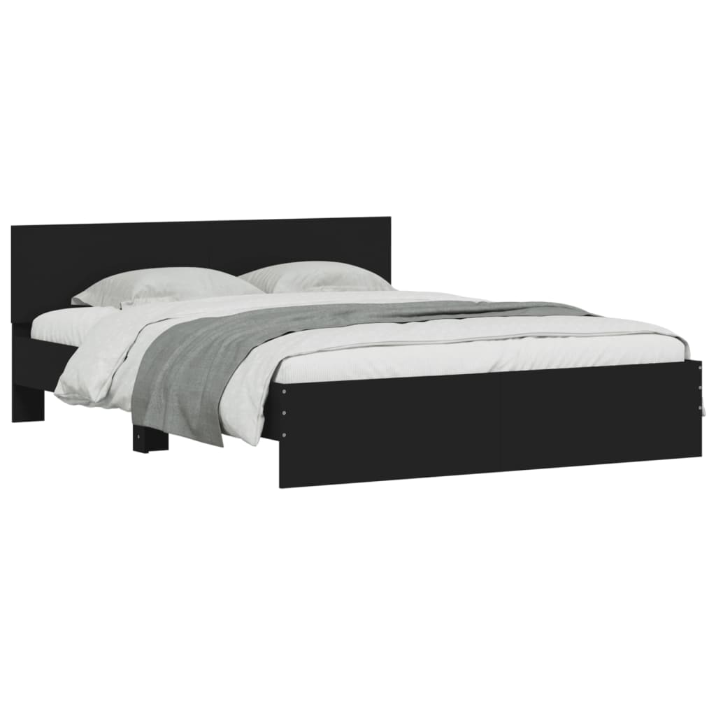 Bed frame with headboard and black LED 150x200 cm