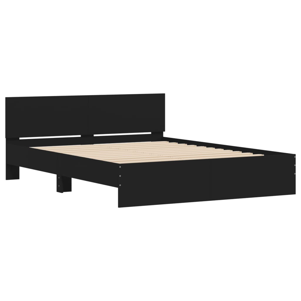 Bed frame with headboard and black LED 150x200 cm