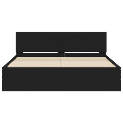 Bed frame with headboard and black LED 150x200 cm