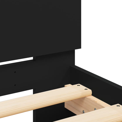 Bed frame with headboard and black LED 150x200 cm