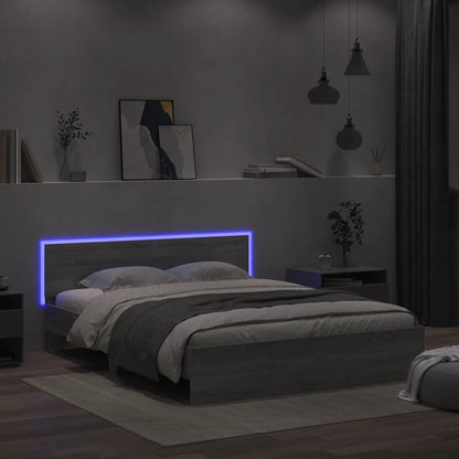 Giroletto con Testiera e LED Grigio Sonoma 150x200 cm - homemem39