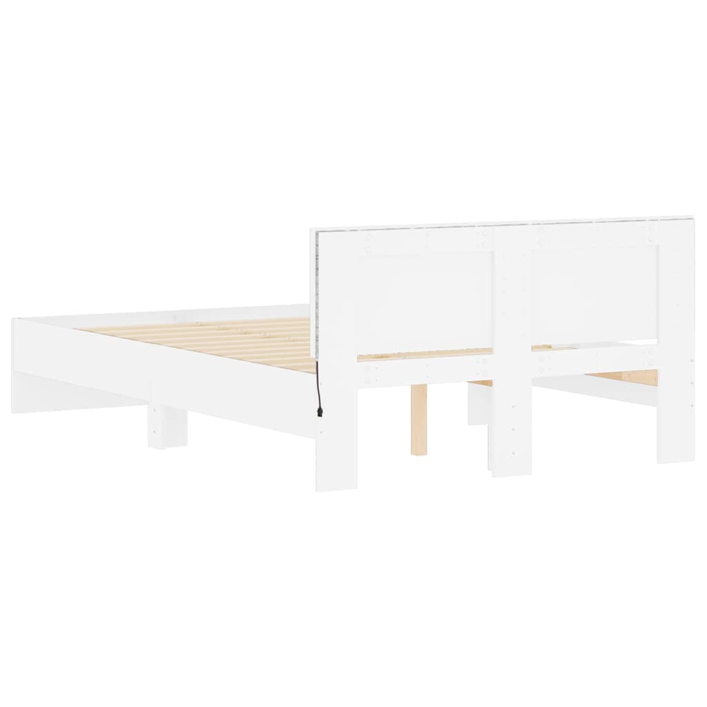 Giroletto con Testiera e LED Bianco 140x200 cm | homemem39