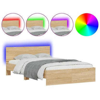Giroletto con Testiera e LED Rovere Sonoma 120x200 cm | homemem39