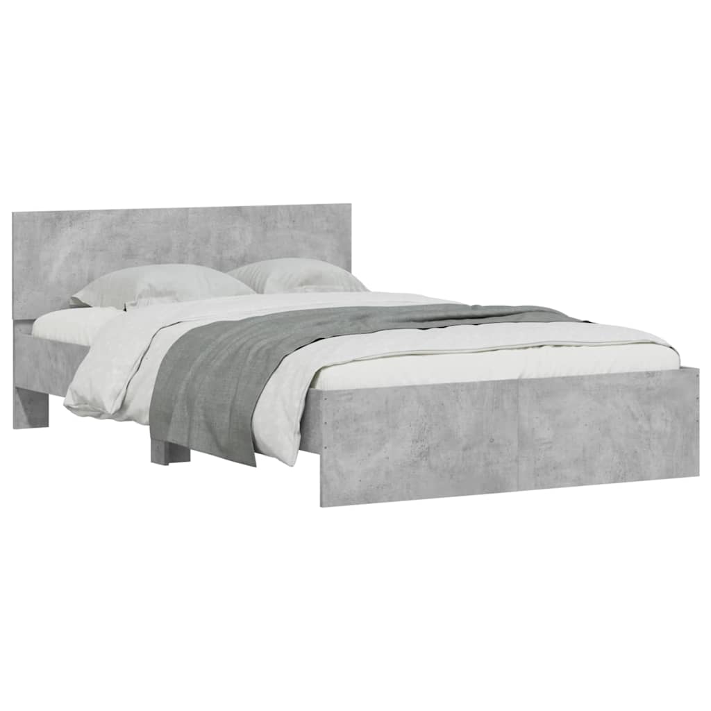 Giroletto con Testiera e LED Grigio Cemento 120x200 cm | homemem39