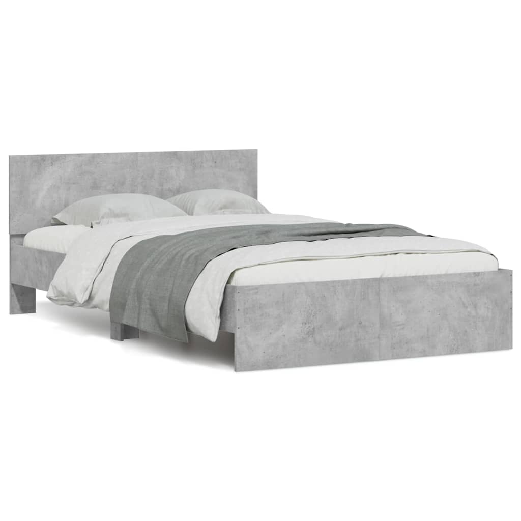 Giroletto con Testiera e LED Grigio Cemento 120x200 cm | homemem39