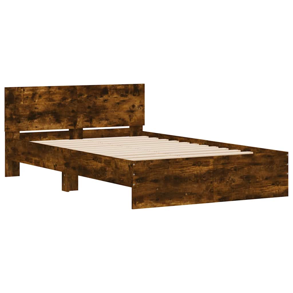 Giroletto con Testiera e LED Rovere Fumo 120x200 cm | homemem39