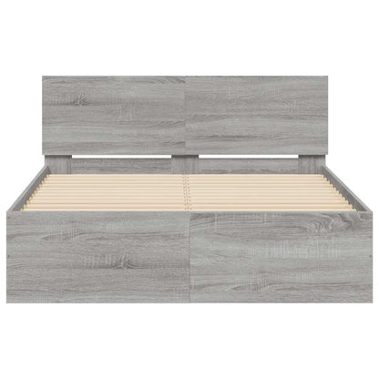 Giroletto con Testiera e LED Grigio Sonoma 120x200 cm | homemem39