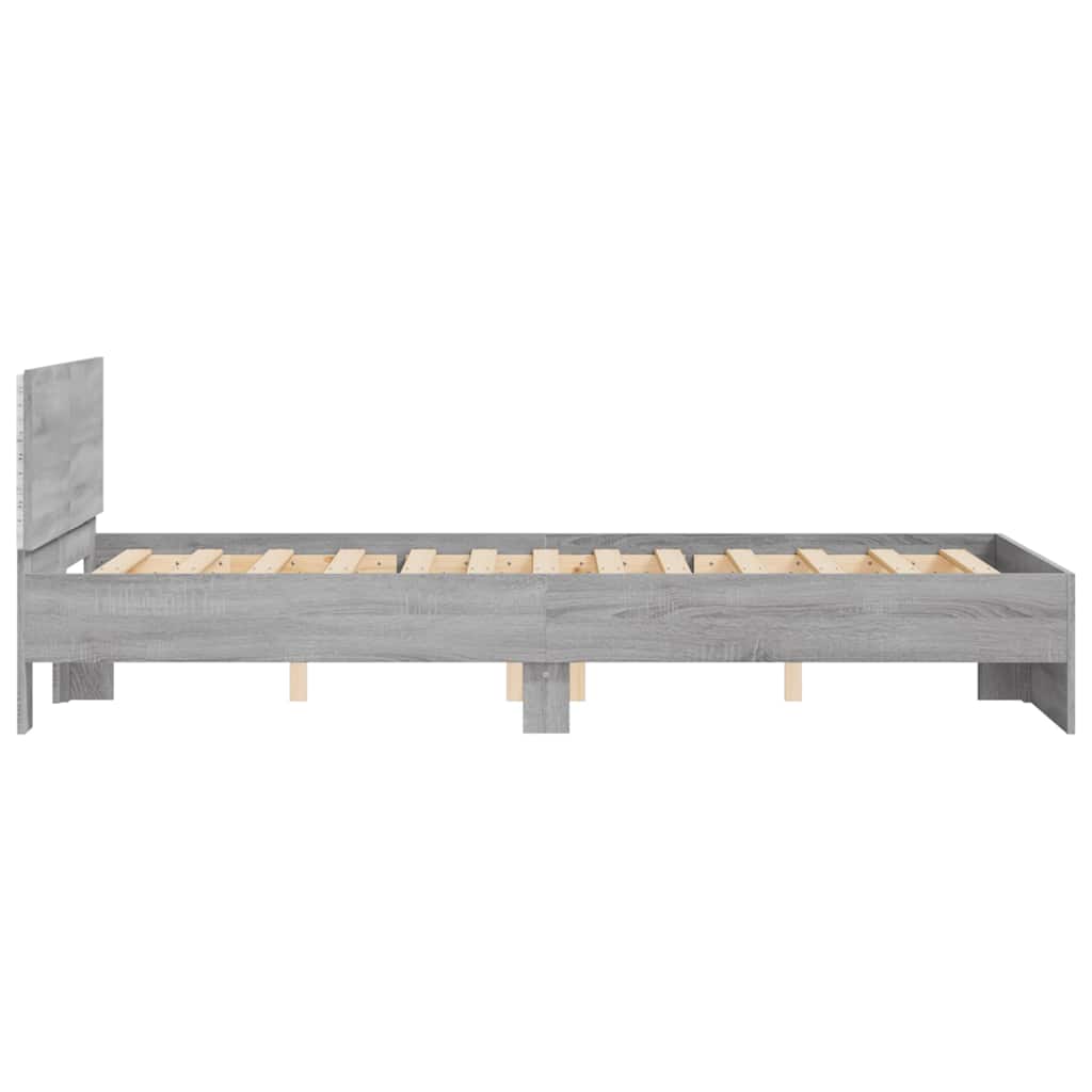 Giroletto con Testiera e LED Grigio Sonoma 120x200 cm | homemem39