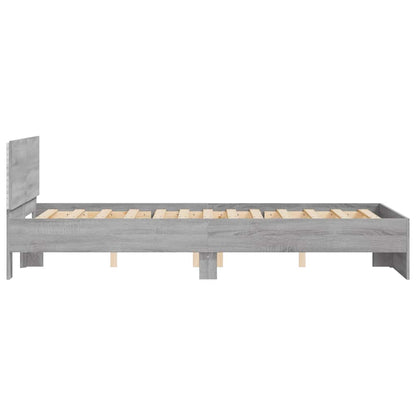 Giroletto con Testiera e LED Grigio Sonoma 120x200 cm | homemem39