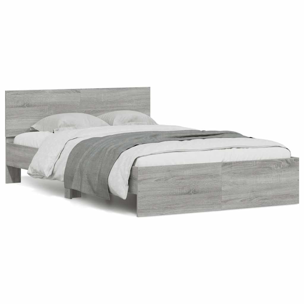 Giroletto con Testiera e LED Grigio Sonoma 120x200 cm | homemem39
