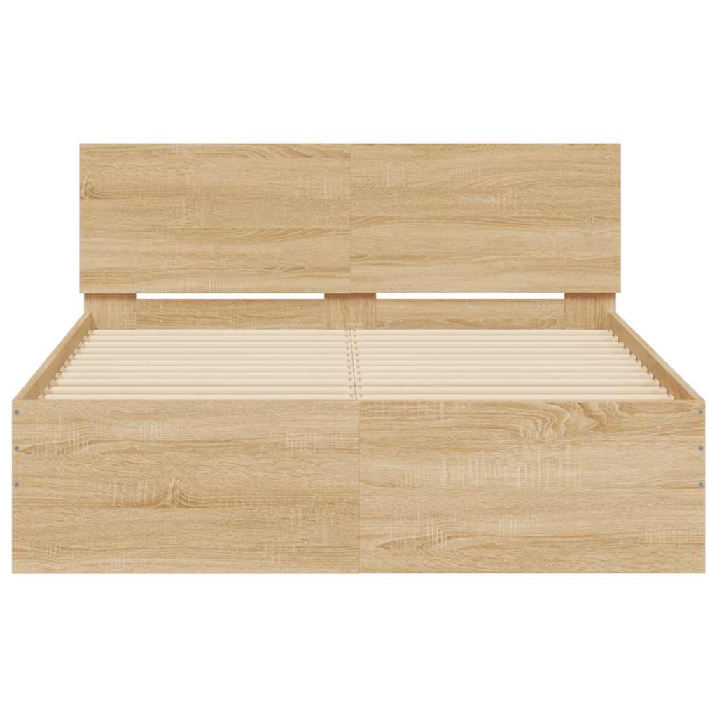 Giroletto con Testiera e LED Rovere Sonoma 140x190 cm | homemem39