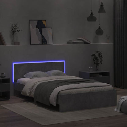 Giroletto con Testiera e LED Grigio Cemento 140x190 cm | homemem39