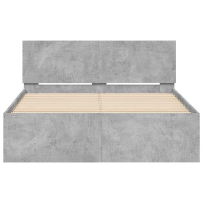 Giroletto con Testiera e LED Grigio Cemento 140x190 cm | homemem39