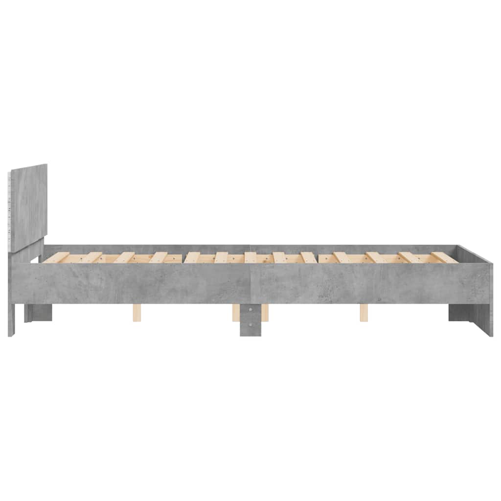 Giroletto con Testiera e LED Grigio Cemento 140x190 cm | homemem39