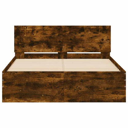 Giroletto con Testiera e LED Rovere Fumo 140x190 cm | homemem39