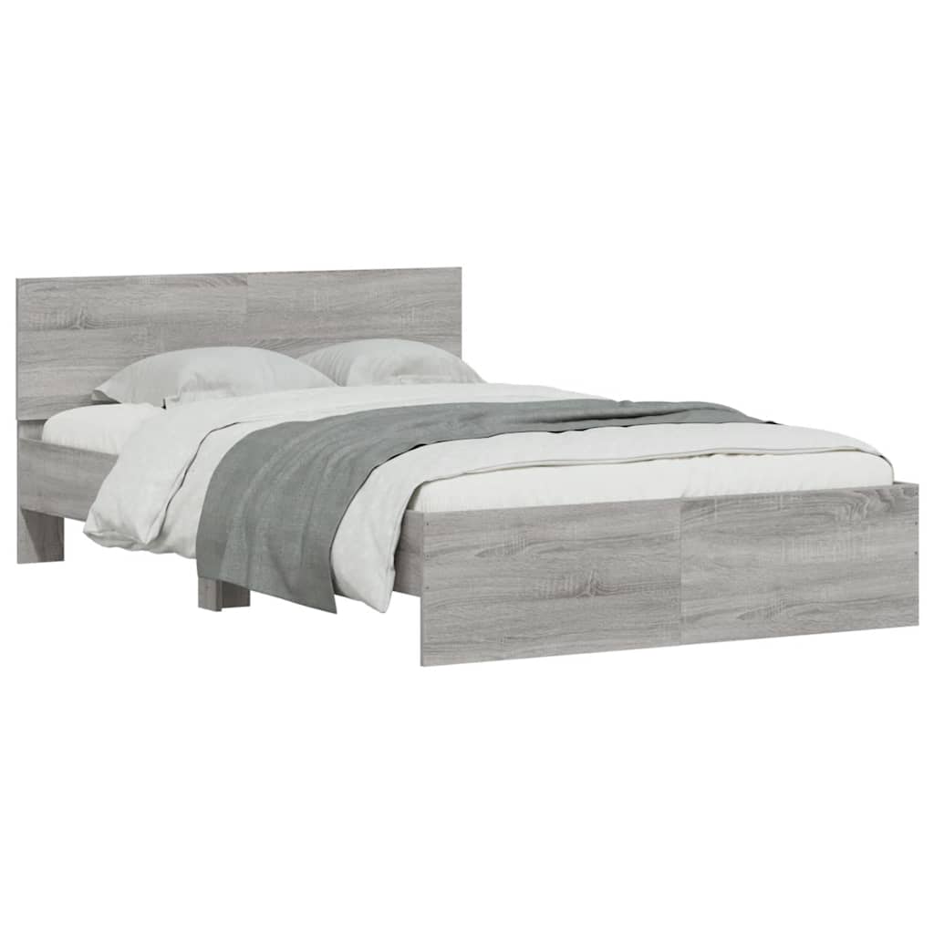 Giroletto con Testiera e LED Grigio Sonoma 140x190 cm | homemem39