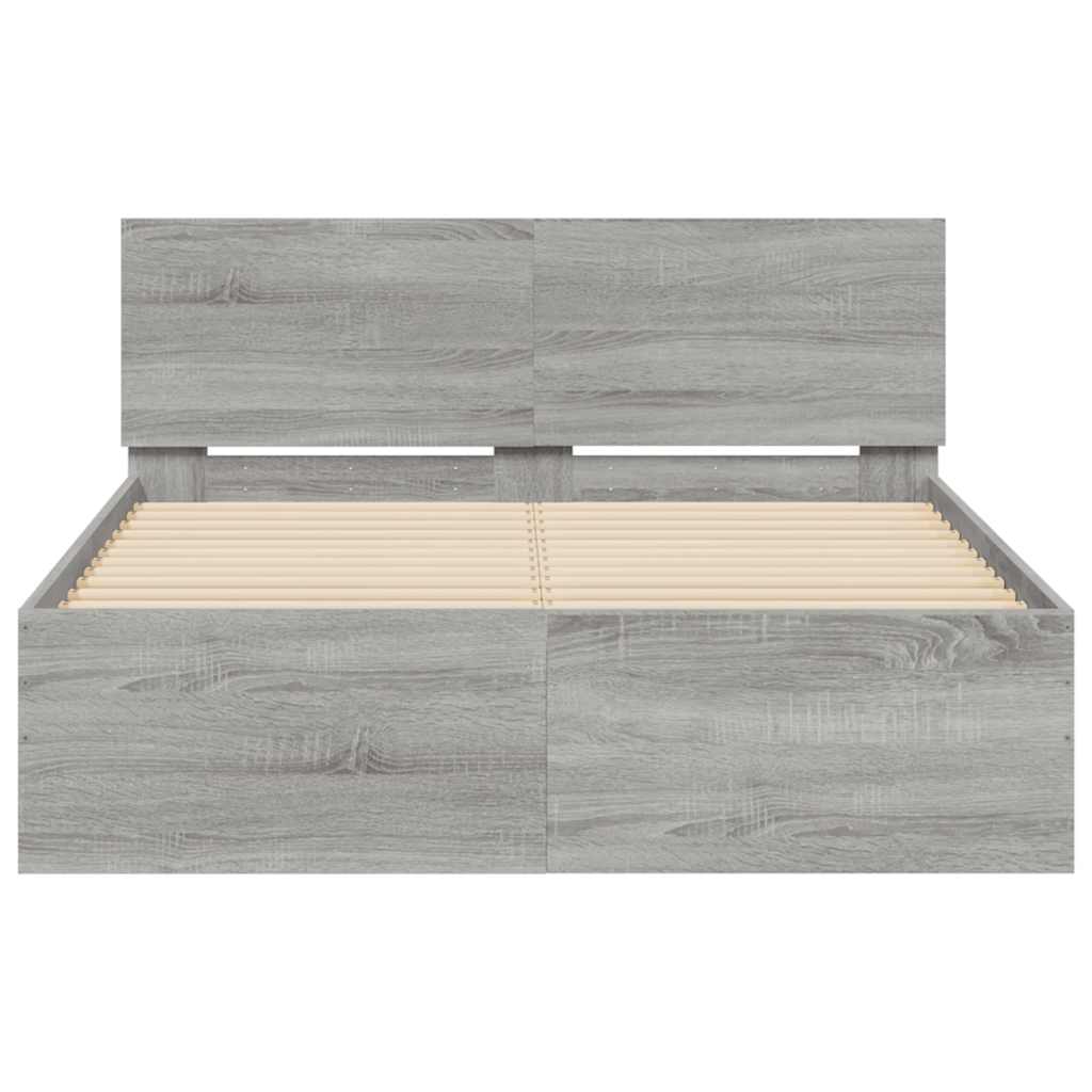 Giroletto con Testiera e LED Grigio Sonoma 140x190 cm | homemem39