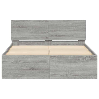 Giroletto con Testiera e LED Grigio Sonoma 140x190 cm | homemem39