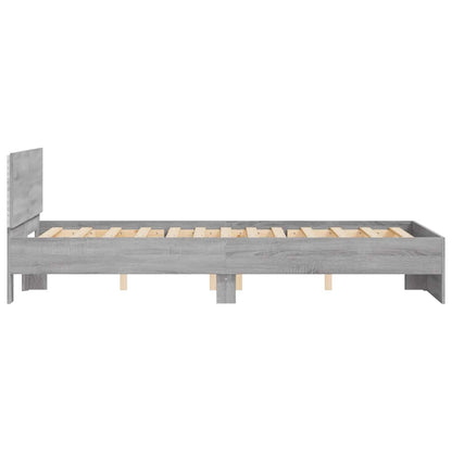 Giroletto con Testiera e LED Grigio Sonoma 140x190 cm | homemem39