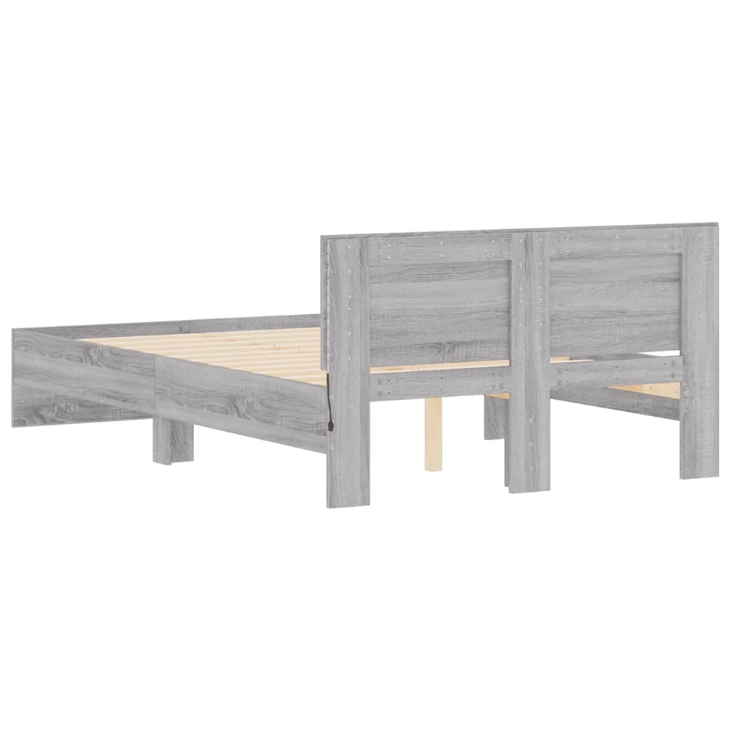 Giroletto con Testiera e LED Grigio Sonoma 140x190 cm | homemem39