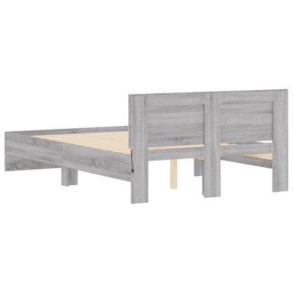 Giroletto con Testiera e LED Grigio Sonoma 140x190 cm | homemem39