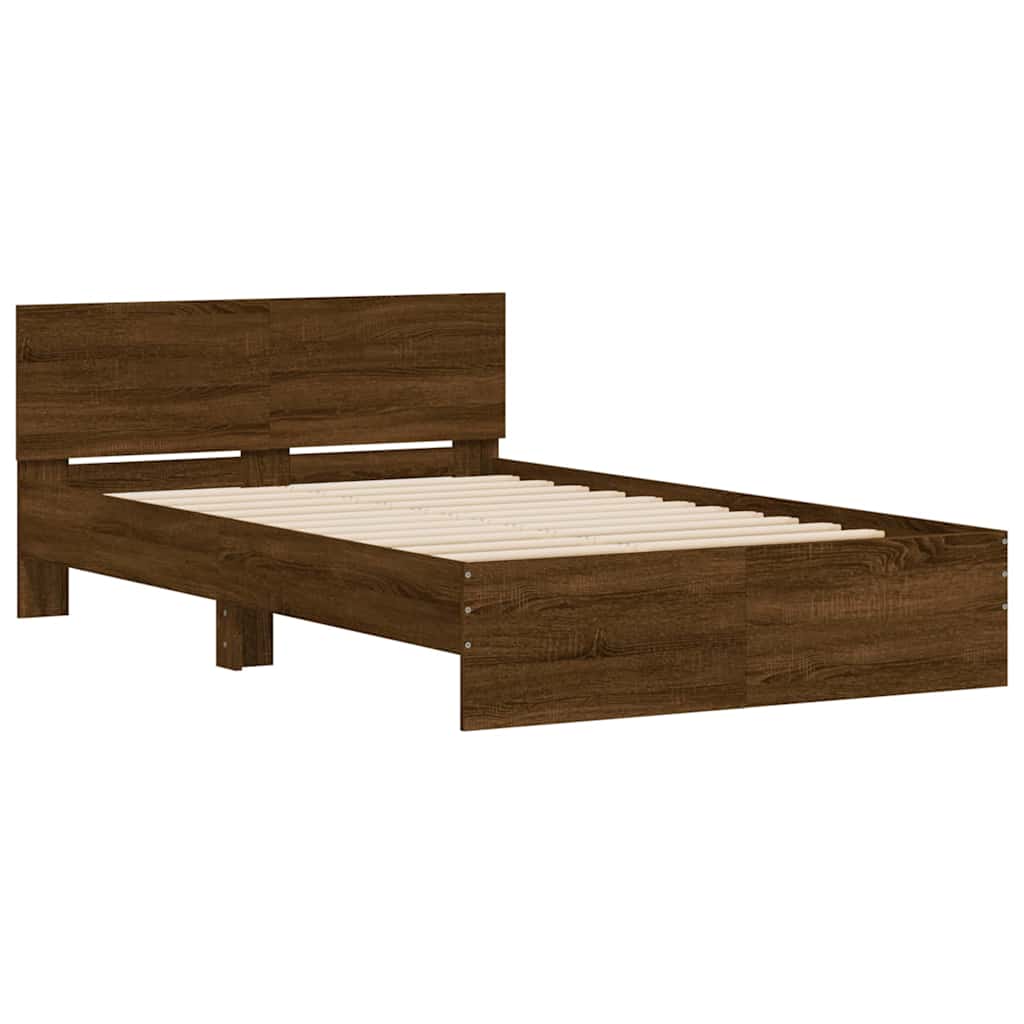 Giroletto con Testiera e LED Rovere Marrone 140x190 cm | homemem39