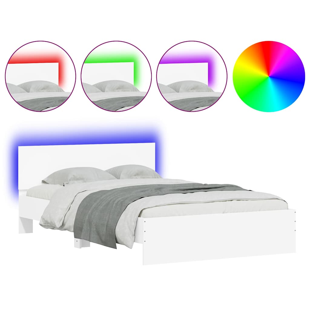 Giroletto con Testiera e LED Bianco 120x190 cm | homemem39