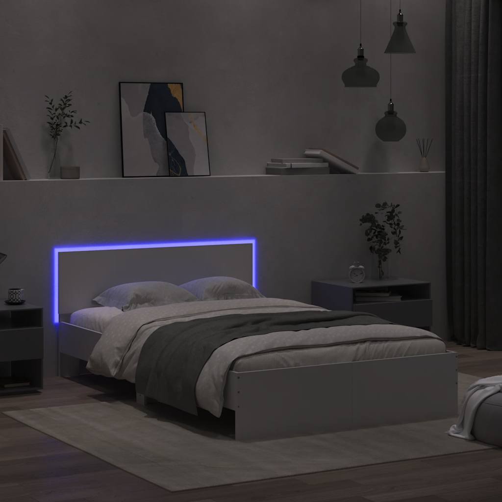 Giroletto con Testiera e LED Bianco 120x190 cm | homemem39
