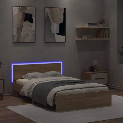 Giroletto con Testiera e LED Rovere Sonoma 120x190 cm | homemem39