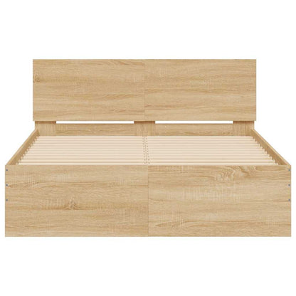 Giroletto con Testiera e LED Rovere Sonoma 120x190 cm | homemem39
