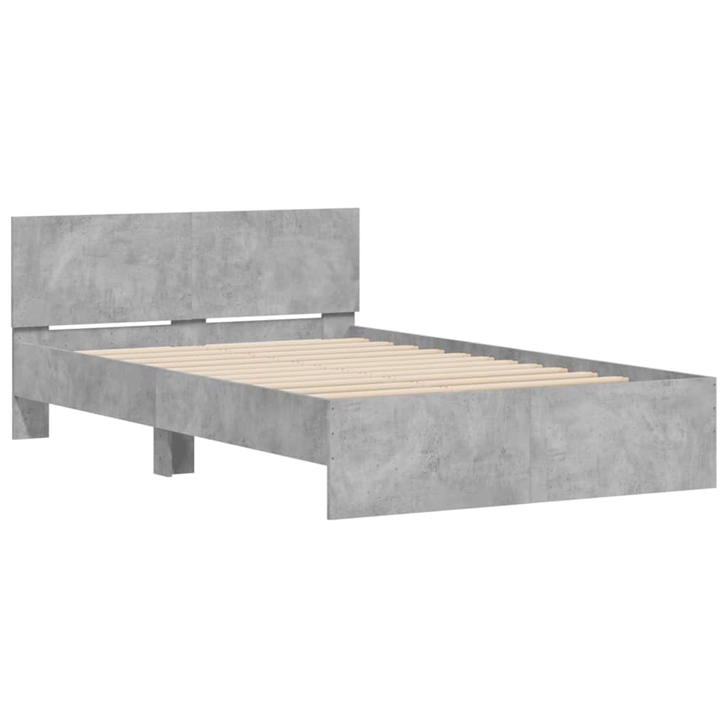 Giroletto con Testiera e LED Grigio Cemento 120x190 cm | homemem39