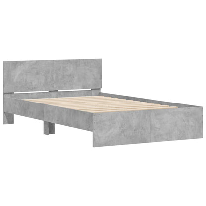Giroletto con Testiera e LED Grigio Cemento 120x190 cm | homemem39