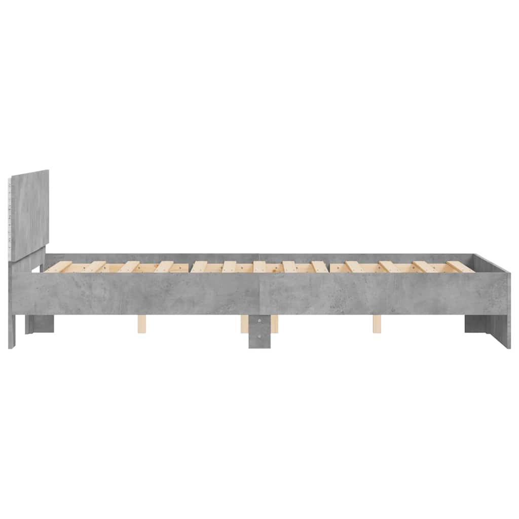 Giroletto con Testiera e LED Grigio Cemento 120x190 cm | homemem39