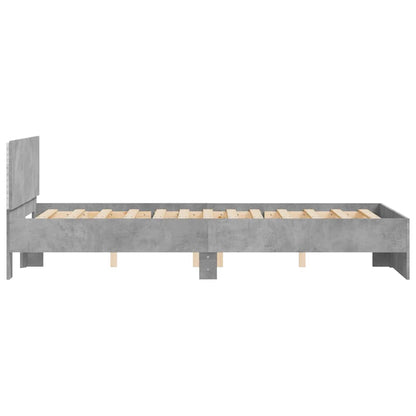 Giroletto con Testiera e LED Grigio Cemento 120x190 cm | homemem39