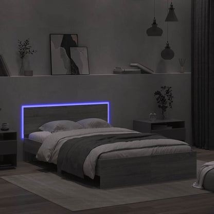 Giroletto con Testiera e LED Grigio Sonoma 120x190 cm - homemem39