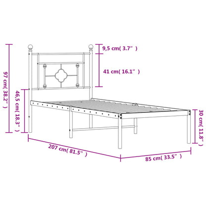 Giroletto con Testiera in Metallo Nero 80x200 cm - homemem39