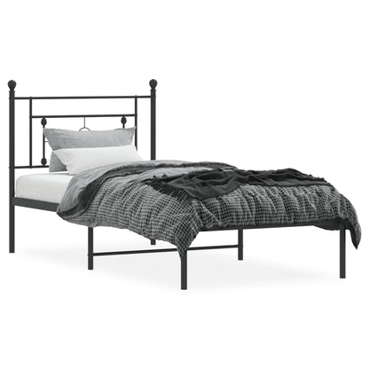 Giroletto con Testiera in Metallo Nero 90x190 cm | homemem39