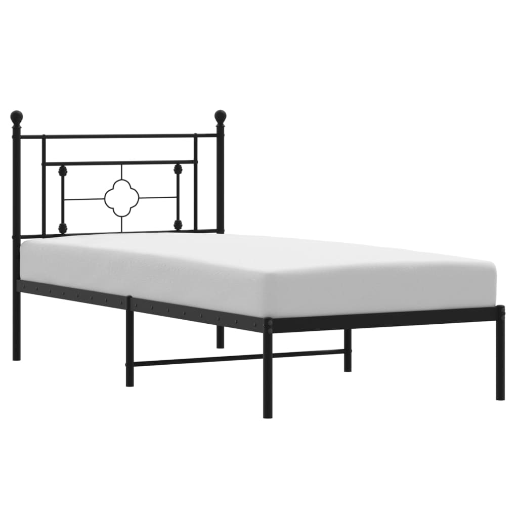 Giroletto con Testiera in Metallo Nero 90x200 cm | homemem39
