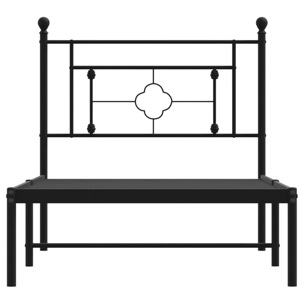 Giroletto con Testiera in Metallo Nero 90x200 cm | homemem39