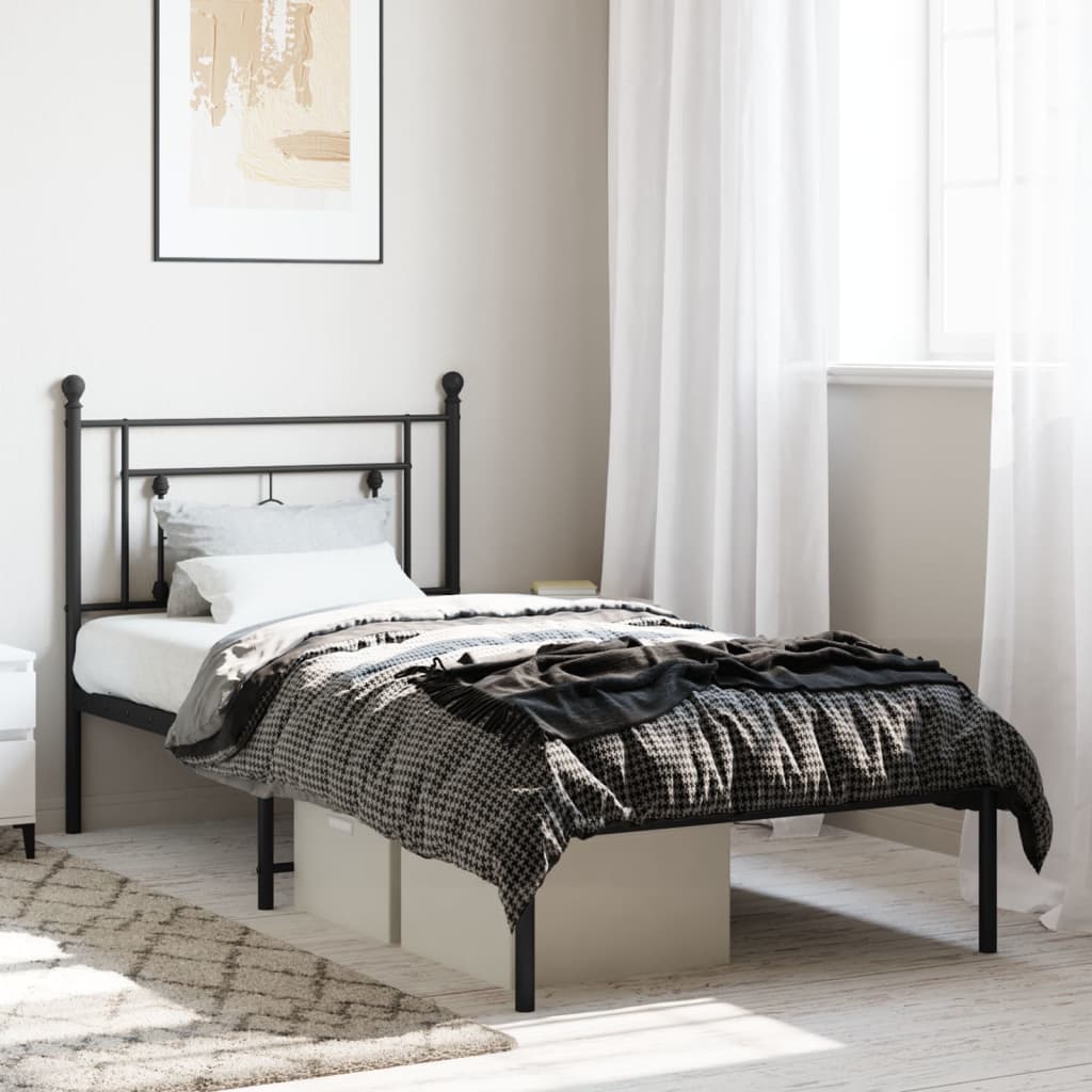 Giroletto con Testiera in Metallo Nero 90x200 cm | homemem39