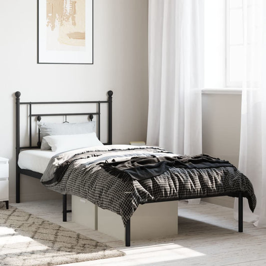 Giroletto con Testiera in Metallo Nero 90x200 cm | homemem39