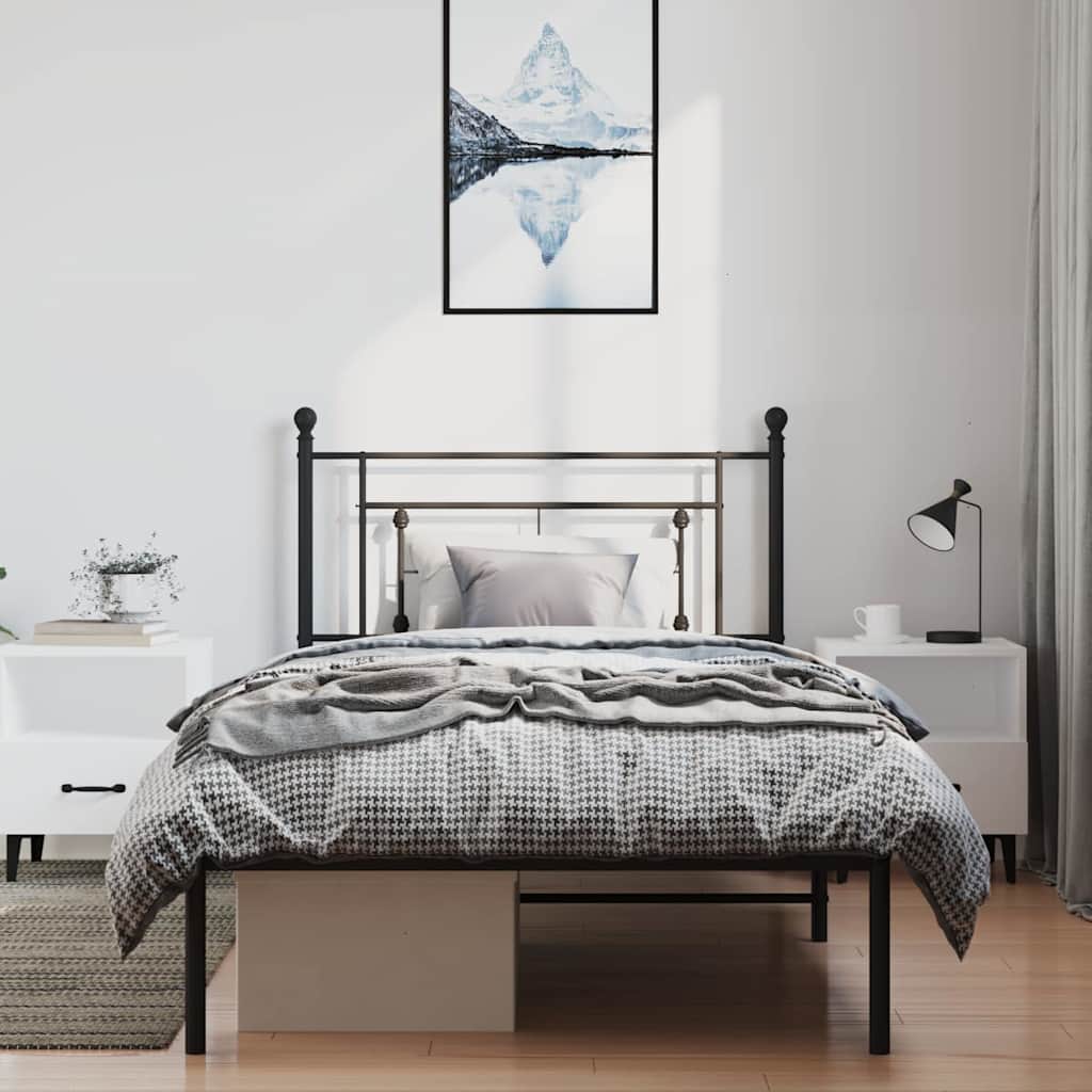 Giroletto con Testiera Metallo Nero 100x200 cm | homemem39
