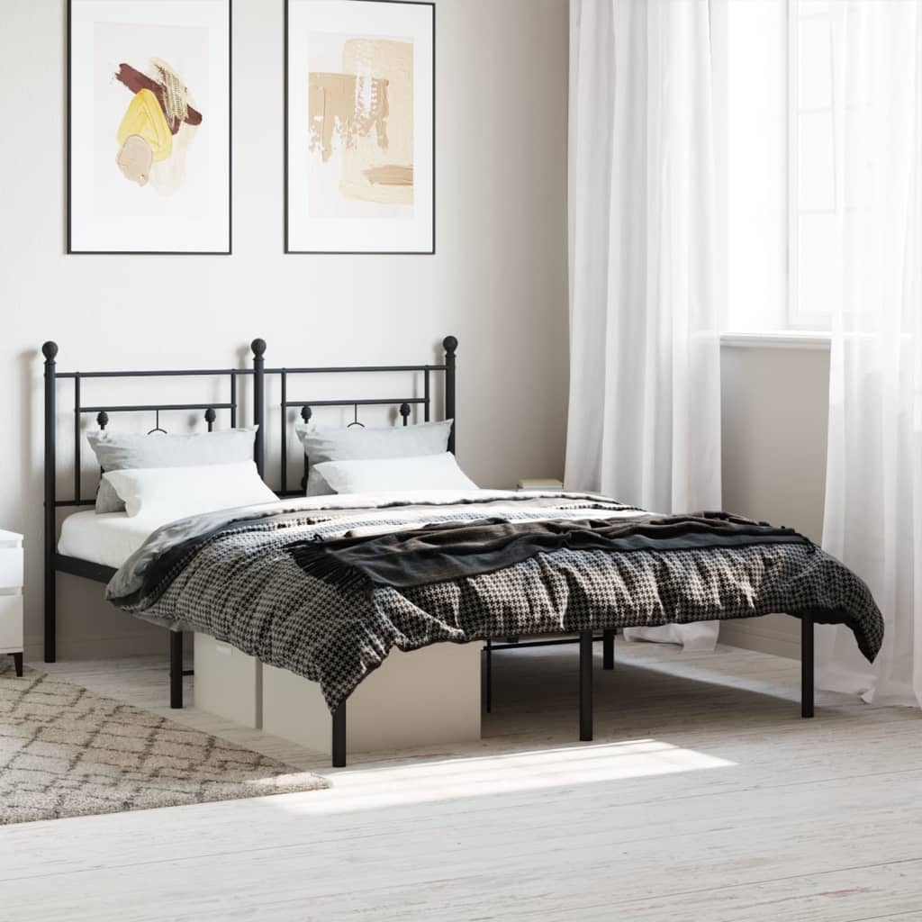 Giroletto con Testiera in Metallo Nero 135x190 cm