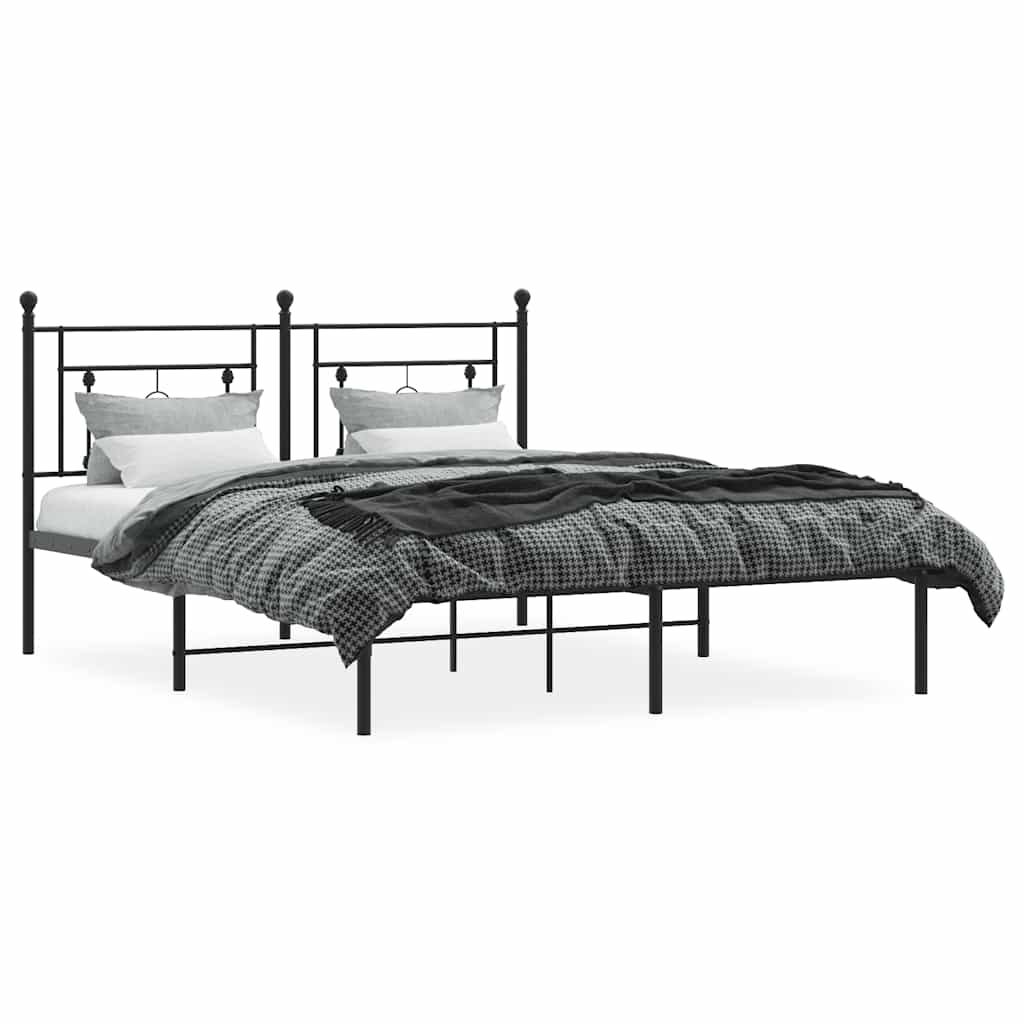 Giroletto con Testiera in Metallo Nero 150x200 cm | homemem39