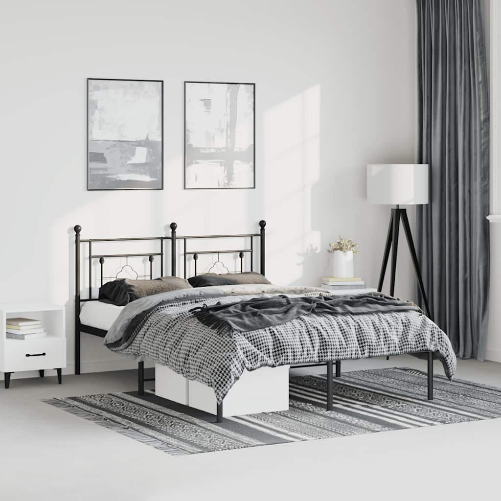 Giroletto con Testiera in Metallo Nero 150x200 cm | homemem39