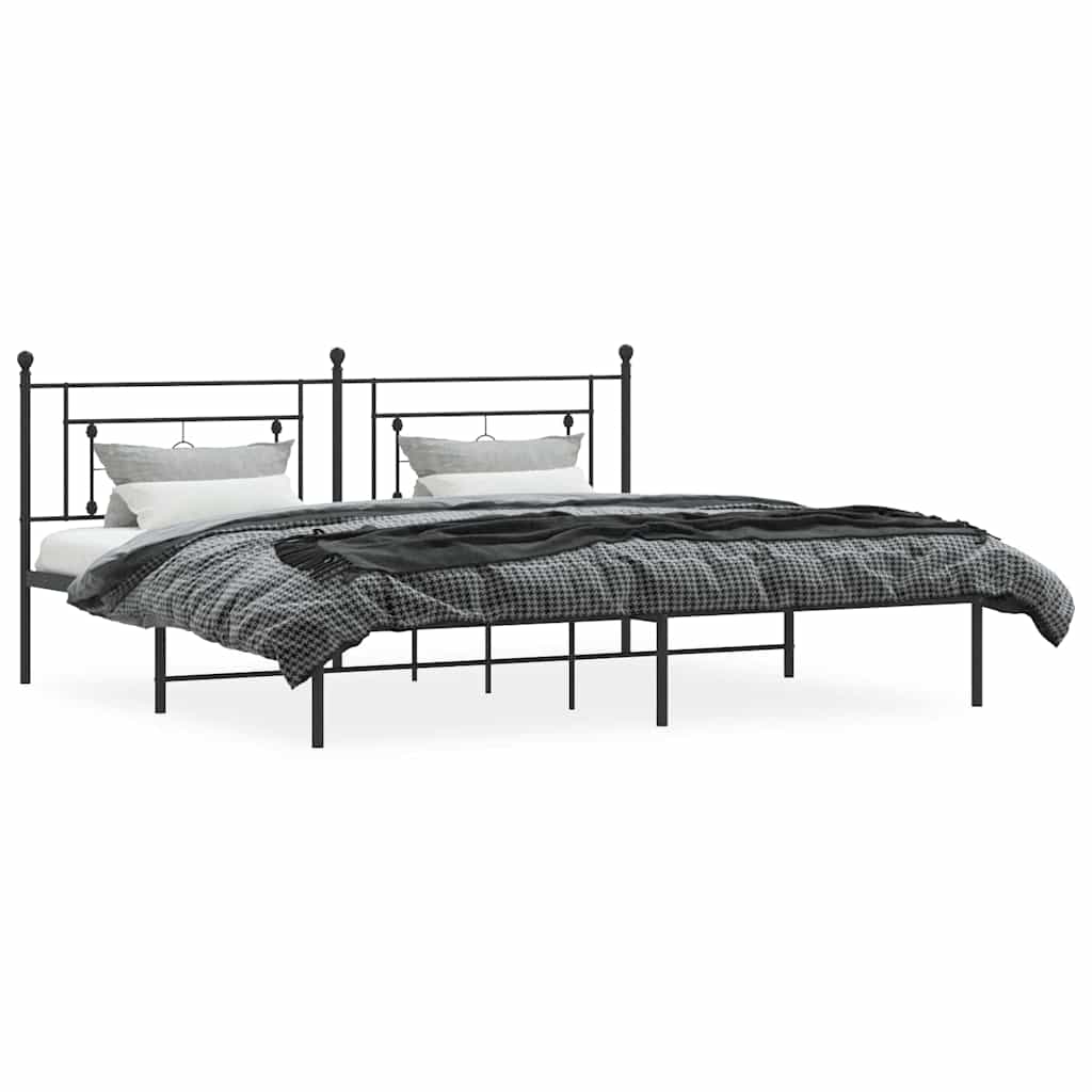 Giroletto con Testiera in Metallo Nero 193x203 cm